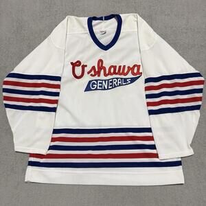 Vintage Oshawa Generals Jersey Adult White Size Large Hockey Made In Canada Men